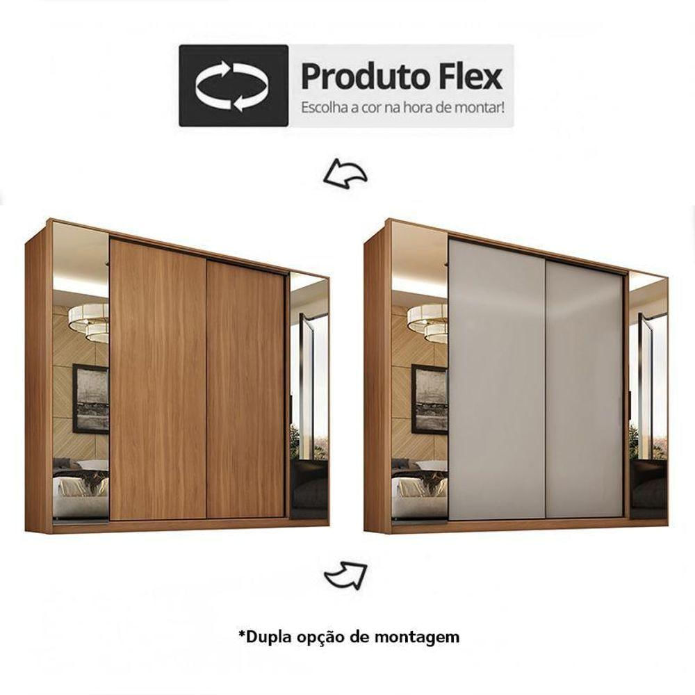 Encontraproduto.com.br - Guarda Roupa Casal Laredo 4 Portas Flex Amêndola Touch/nude Prime Tx Com Espelho - Demartêz