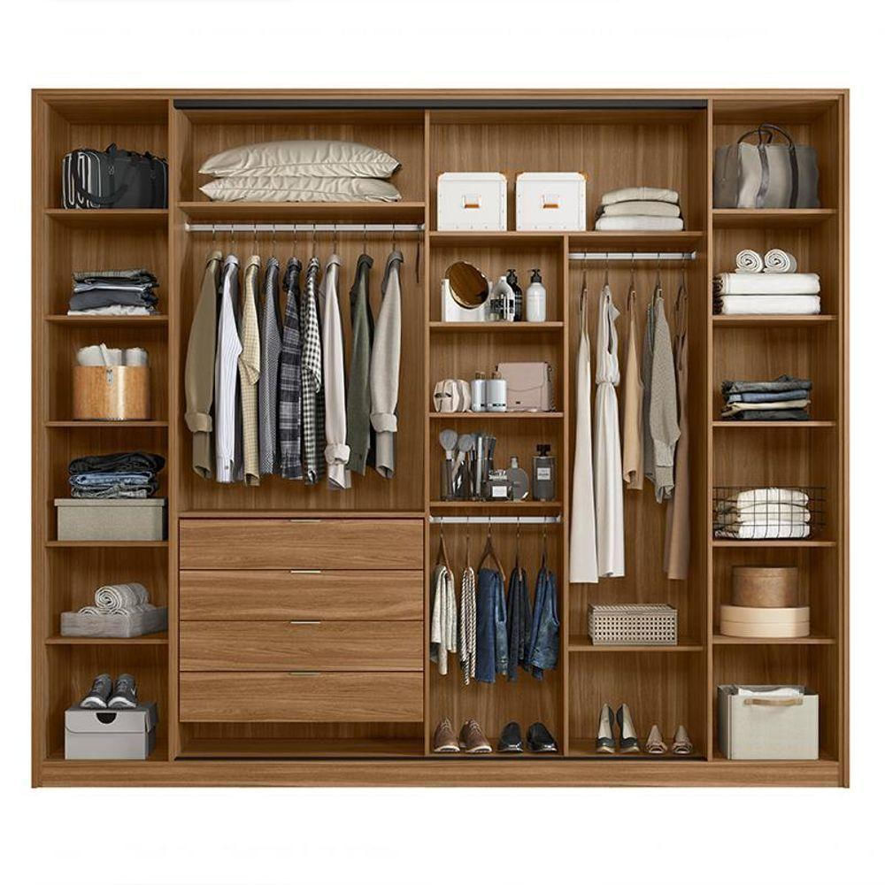 Encontraproduto.com.br - Guarda Roupa Casal Laredo 4 Portas Flex Amêndola Touch/nude Prime Tx Com Espelho - Demartêz