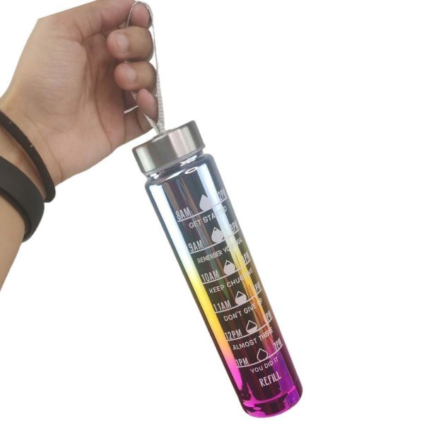 Encontraproduto.com.br - Garrafa Motivacional Metalica Kit 3 Uni Squeeze Cha Agua Com Medido Academia Treino Viagem Passeio E
