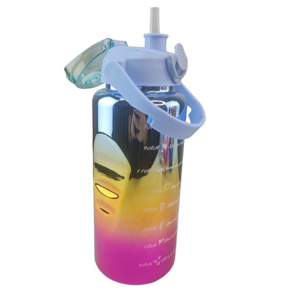 Encontraproduto.com.br - Garrafa Motivacional Metalica Kit 3 Uni Squeeze Cha Agua Com Medido Academia Treino Viagem Passeio E