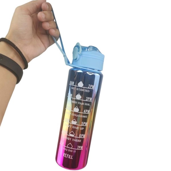 Encontraproduto.com.br - Garrafa Motivacional Metalica Kit 3 Uni Squeeze Cha Agua Com Medido Academia Treino Viagem Passeio E