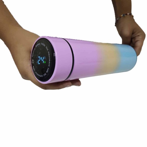 Encontraproduto.com.br - Garrafa Termica Sensor Temperatura Squeeze Motivacional Kit 2 Uni Medidor 2 Litros 500ml