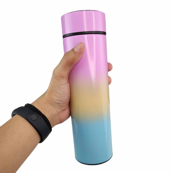 Encontraproduto.com.br - Garrafa Termica Sensor Temperatura Squeeze Motivacional Kit 2 Uni Medidor 2 Litros 500ml