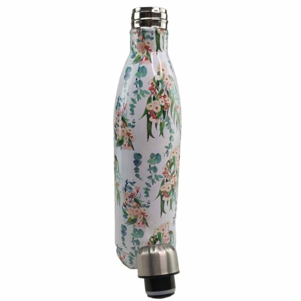 Encontraproduto.com.br - Garrafa Termica Estampada Flores 750 Ml Squeeze Floral Inox Resistente Bebida Agua Suco Gelado Quent