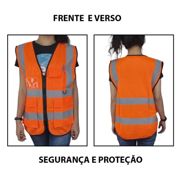 Encontraproduto.com.br - Colete Sinalizador Faixa Refletiva Blusao Fluorescente Segurança Trabalho Epi Obra Construçao