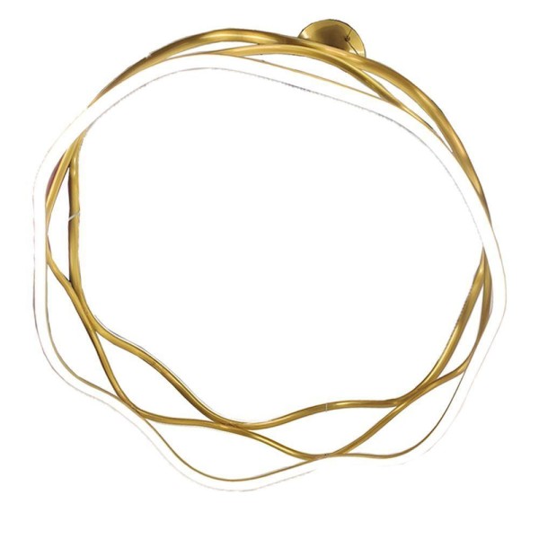 Encontraproduto.com.br - Luminaria Pendente 3 Em 1 Lustre Led Ondas Infinito 52w Arco Aneis Dourado Restaurante Sala De Janta