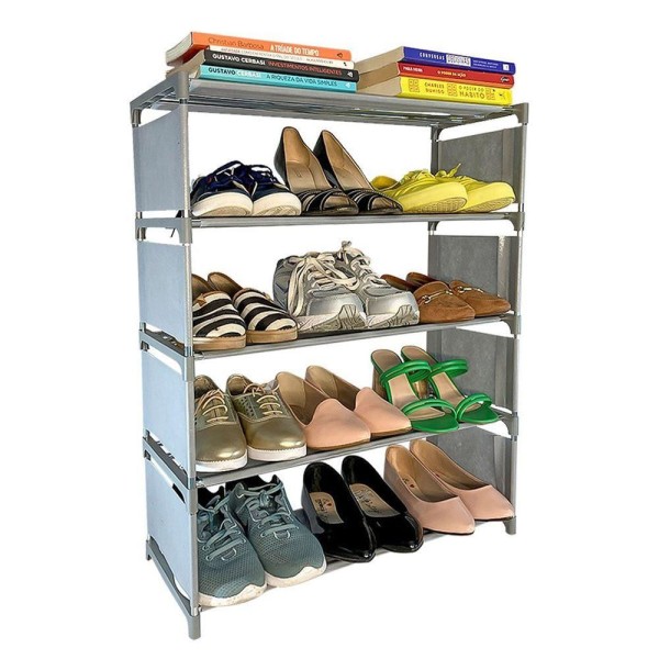 Encontraproduto.com.br - Sapateira 5 Andares Vertical Sandalia Tenis Sapato Calçado 15 Pares Rack Prateleira Multiuso Sala
