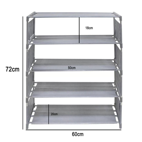 Encontraproduto.com.br - Sapateira 5 Andares Vertical Sandalia Tenis Sapato Calçado 15 Pares Rack Prateleira Multiuso Sala