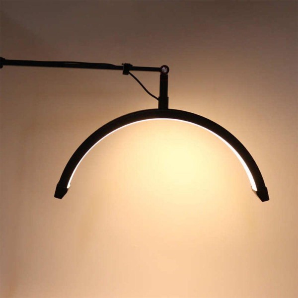 Encontraproduto.com.br - Luminaria Estetica Salao De Beleza Spa Arco Meia Lua 3 Tons Led Suporte Celular Mesa Limpeza