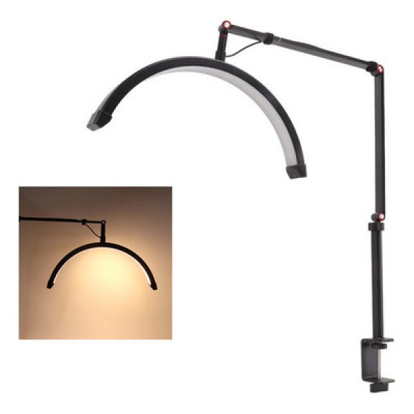 Luminaria Estetica Salao Spa Meia Lua Arco Led 3 Tons Suporte Celular Mesa Iluminaçao Salao