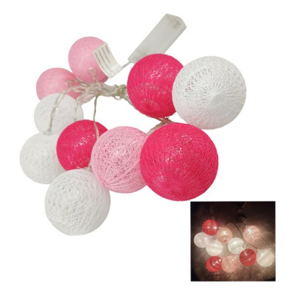 Encontraproduto.com.br - Luminaria Varal Natal Lampada Natalino Led Pilha Aa 10 Bolas