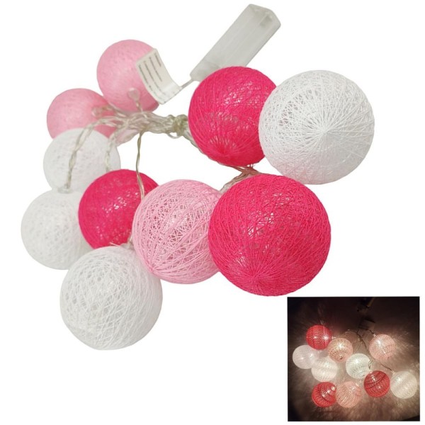 Encontraproduto.com.br - Luminaria Varal Natal Lampada Natalino Led Pilha Aa 10 Bolas