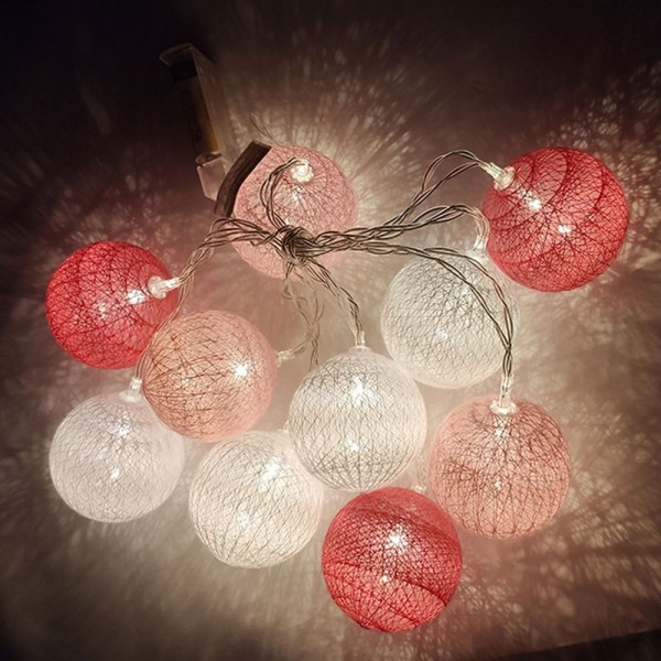 Encontraproduto.com.br - Luminaria Varal Natal Lampada Natalino Led Pilha Aa 10 Bolas
