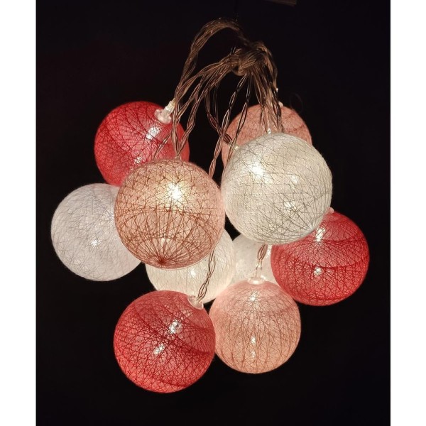 Encontraproduto.com.br - Luminaria Varal Natal Lampada Natalino Led Pilha Aa 10 Bolas
