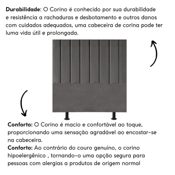 Encontraproduto.com.br - Cabeceira Estofada De Cama Casal King 195 Cm Taís Corino cinza