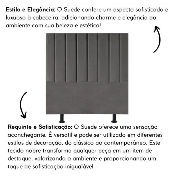 Encontraproduto.com.br - Cabeceira Estofada Cama Box Casal 140 Cm Taís Suede cinza