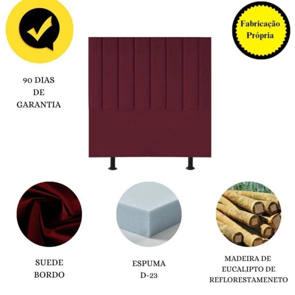 Encontraproduto.com.br - Cabeceira Estofada Cama Box Casal 140 Cm Taís Suede bordô