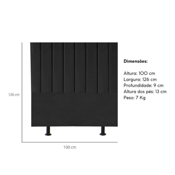 Encontraproduto.com.br - Cabeceira Estofada Cama Box Solteiro 100 Cm Taís Veludo preto