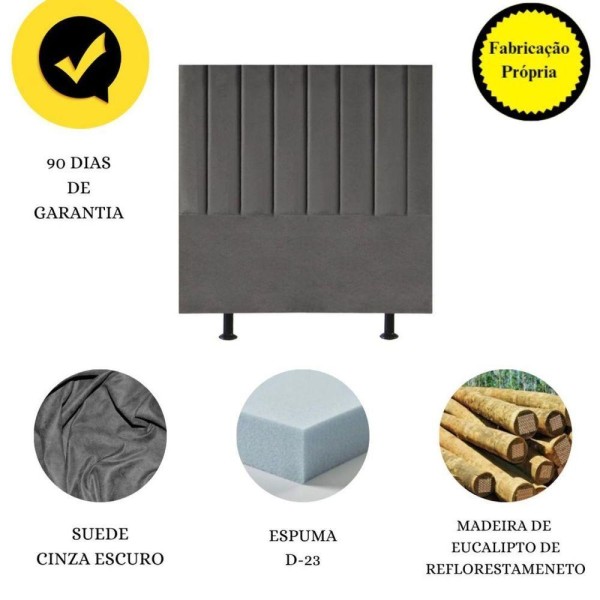 Encontraproduto.com.br - Cabeceira Estofada Cama Box Casal 140 Cm Marina Suede cinza