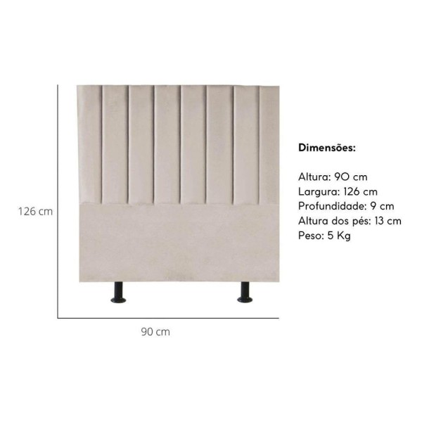 Encontraproduto.com.br - Cabeceira Estofada Cama Box Solteiro 90 Cm Marina Veludo bege