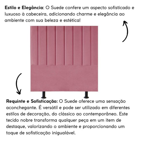 Encontraproduto.com.br - Cabeceira Estofada Cama Box Casal 140 Cm Maisa Suede rosa