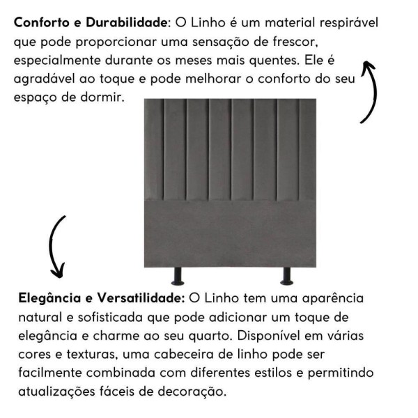 Encontraproduto.com.br - Cabeceira Estofada Cama Box Solteiro 90 Cm Maisa Linho cinza