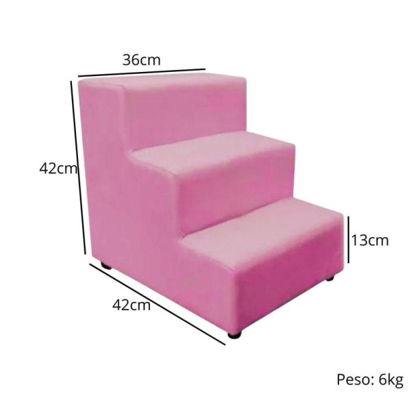 Encontraproduto.com.br - Escada Escadinha Pet Cachorro 3 Degraus Rampa Suede Dog Cor:rosa