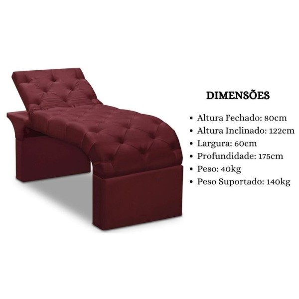 Encontraproduto.com.br - Maca Estofada Estética Cílios Regulável Spa Suede Juliette :bordô