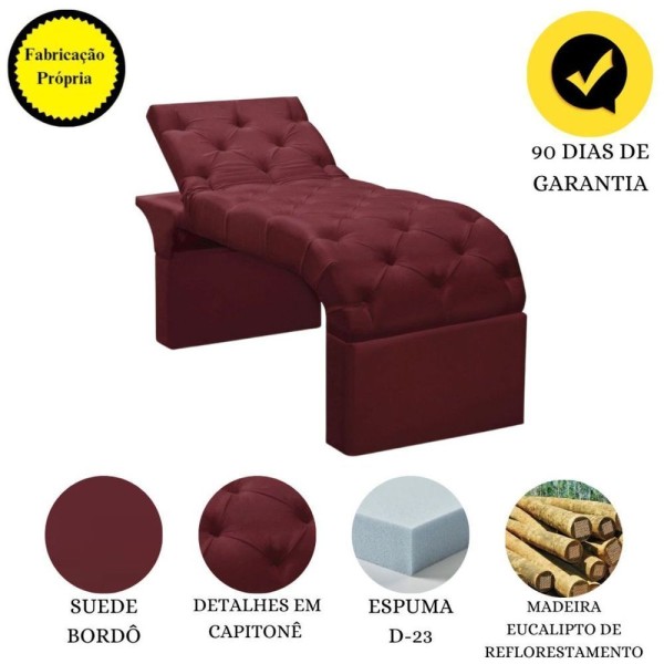 Encontraproduto.com.br - Maca Estofada Estética Cílios Regulável Spa Suede Juliette :bordô