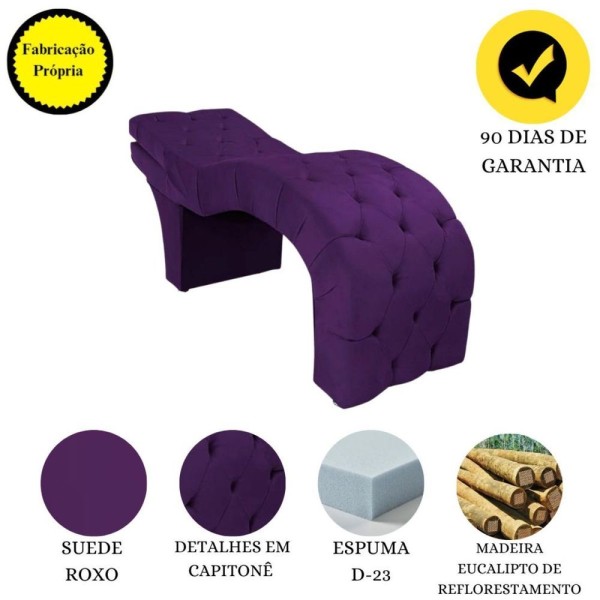 Encontraproduto.com.br - Maca Estética Estofada Reclinável Ergonômica Spa Suede Yara Cor:roxo