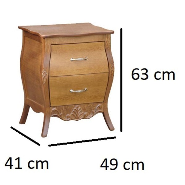 Encontraproduto.com.br - Kit 2 Mesa De Cabeceira Entalhada 2 Gavetas Verniz Mel Rubi