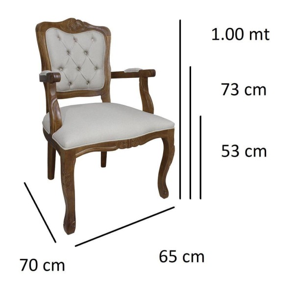 Encontraproduto.com.br - Kit 2 Poltronas Clássica Luiz Xv Verniz Imbuia E Linho Bege Claro