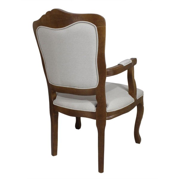 Encontraproduto.com.br - Kit 2 Poltronas Clássica Luiz Xv Verniz Imbuia E Linho Bege Claro
