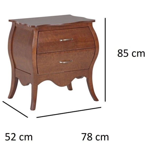 Encontraproduto.com.br - Kit 2 Mesa De Cabeceira Clássica Bombê 2 Gavetas Verniz Imbuia