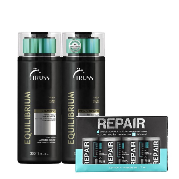 Truss Equilibrium Shampoo Condicionador Shock Repair (6 produtos)