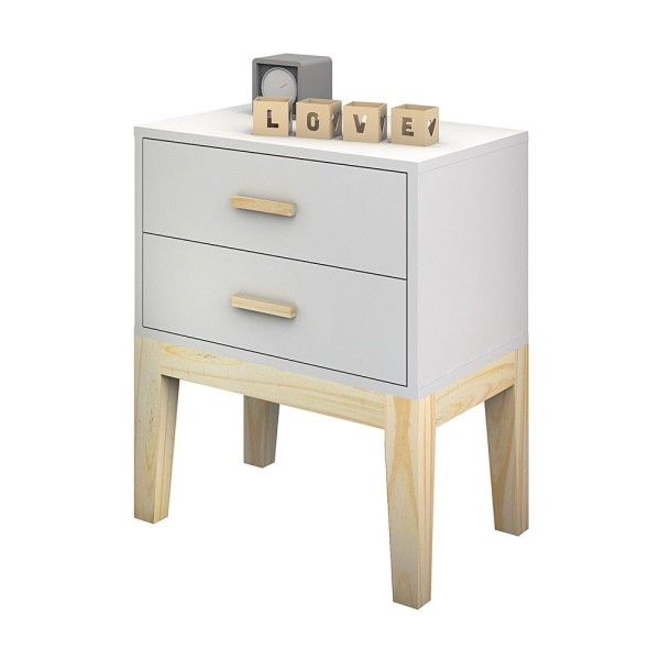Encontraproduto.com.br - Conjunto Mesa De Estudo 1 Gaveta Mais Mesa De Cabeceira 2 Gavetas Teens Branco
