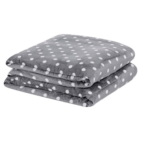 Encontraproduto.com.br - Cobertor Celine Solteiro Manta Flannel Mantinha Bolinhas - Cinza