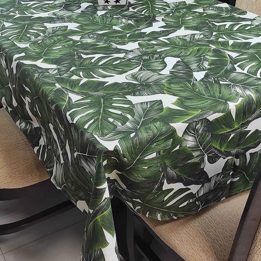 Encontraproduto.com.br - Toalha De Mesa Térmica Impermeável 1,50M X 4,00M Para Mesa 10 A 12 Cadeiras - Verde Floral
