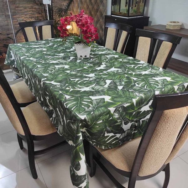 Encontraproduto.com.br - Toalha De Mesa Térmica Impermeável 1,50M X 4,00M Para Mesa 10 A 12 Cadeiras - Folhagem