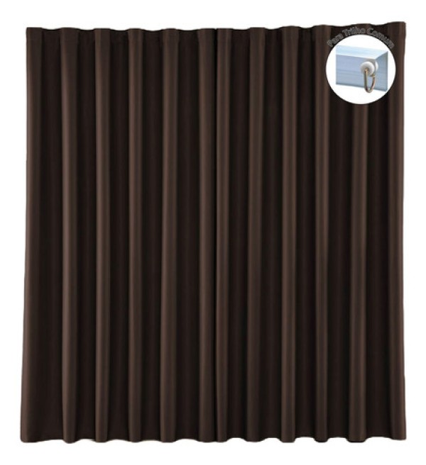 Encontraproduto.com.br - Cortina Tecido Blackout 3,00M X 2,60M Bege Claro Para Trilho Comum Blecaute Sala Quarto Nova
