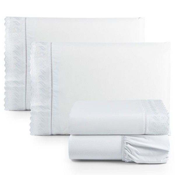 Encontraproduto.com.br - Jogo De Lençol Lese Percal 180 Fios Padrão 4 Peças Barato - Branco