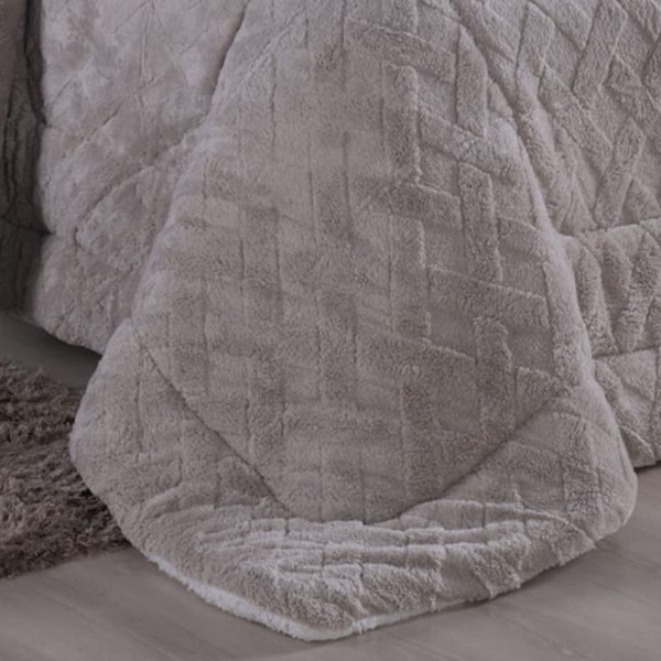 Encontraproduto.com.br - Edredom Coberdrom Oryon Queen Sherpa E Manta Alto Relevo - Bege