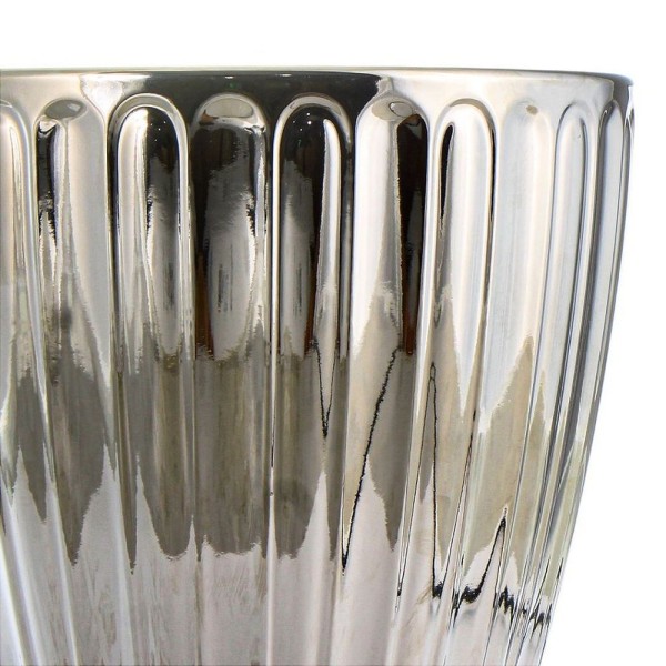 Encontraproduto.com.br - Jogo 3 Vasos Cachepot Cerâmica Prata Metalizado Euxenita - Vivaflor Decor