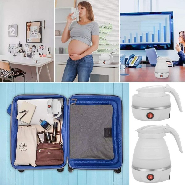 Encontraproduto.com.br - Jarra Chaleira Eletrica Silicone 600 Ml Portatil Ferve Agua Bebida Cha Cafe Passeio Viagem