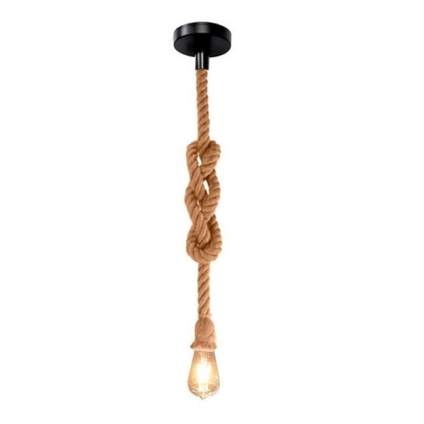 Encontraproduto.com.br - Luminaria Pendente Corda Sisal Kit 2 Uni Iluminaçao Retro Decoraçao Vintage Casa Sala Quarto Recepça