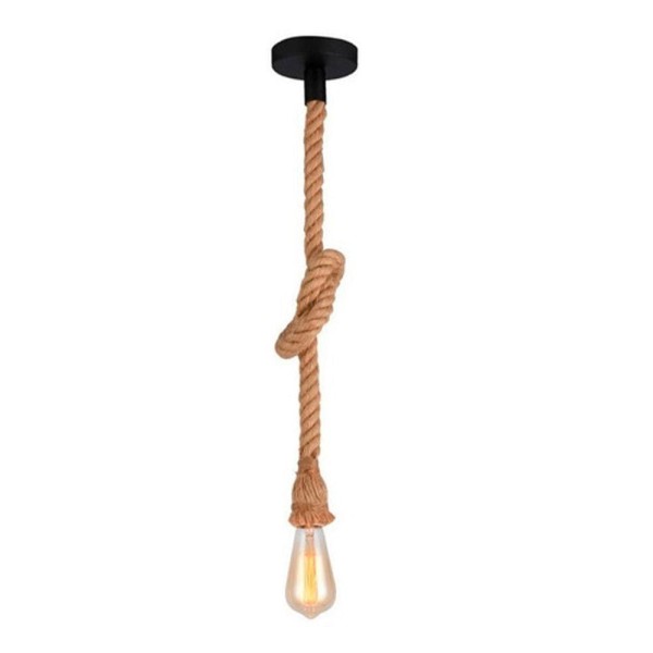 Encontraproduto.com.br - Luminaria Pendente Corda Sisal Kit 2 Uni Iluminaçao Retro Decoraçao Vintage Casa Sala Quarto Recepça