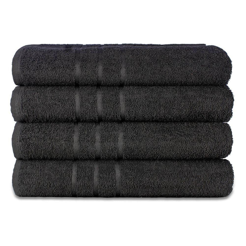 Kit 4 Toalhas De Banho Atacado Macia Direto De Fabrica Prata - Preto