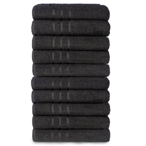 Kit 10 Toalhas De Banho Atacado Macia Direto De Fabrica Prata - Preto