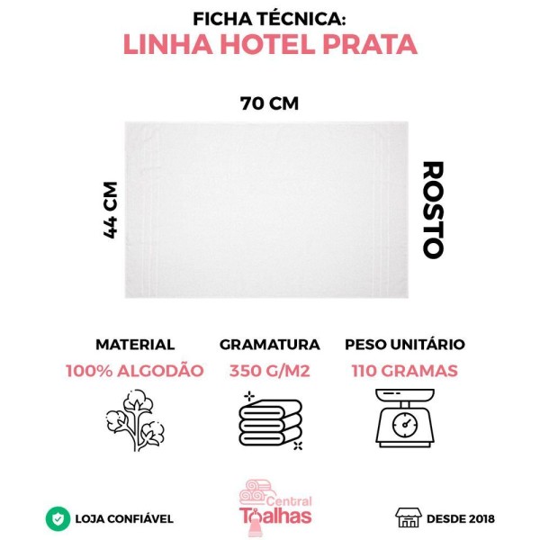 Encontraproduto.com.br - Kit Com 10 Toalhas De Banho Para Hotel - Profissional Prata - Branco