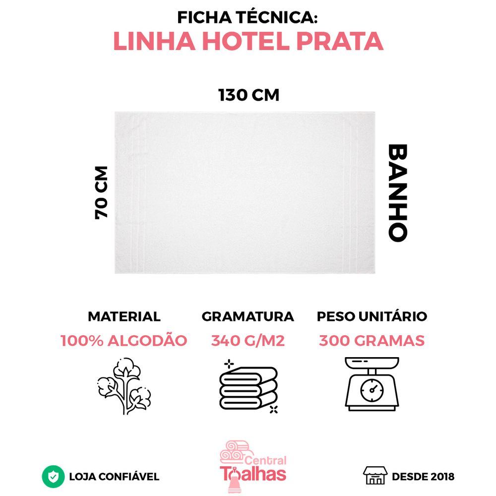 Encontraproduto.com.br - Kit Com 8 Toalhas De Banho Para Hotel - Profissional Prata - Branco
